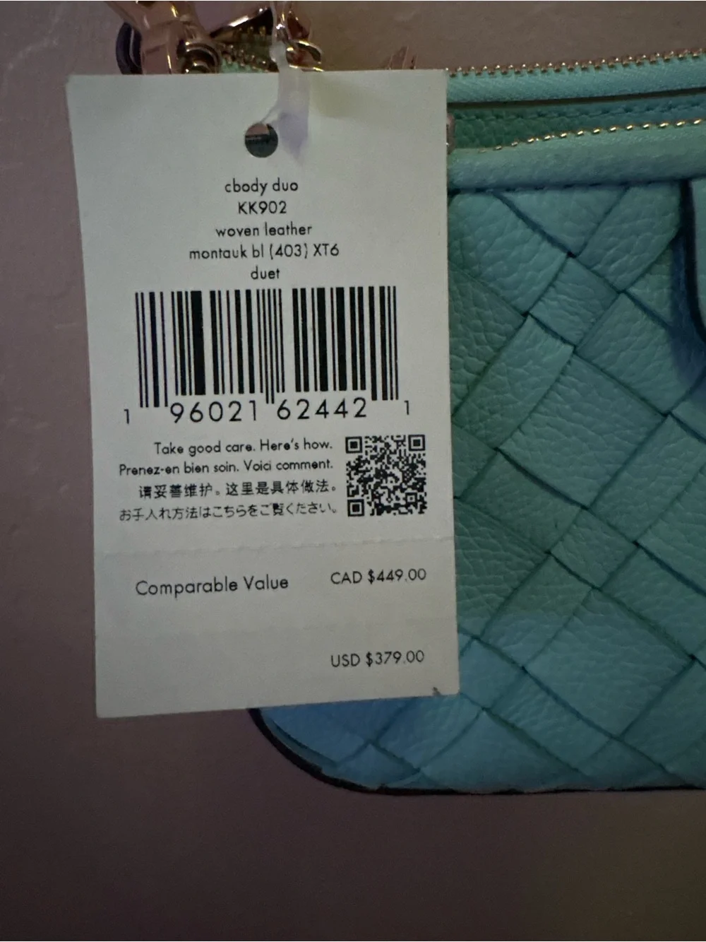 kate spade Woven Leather Crossbody in Aqua Blue